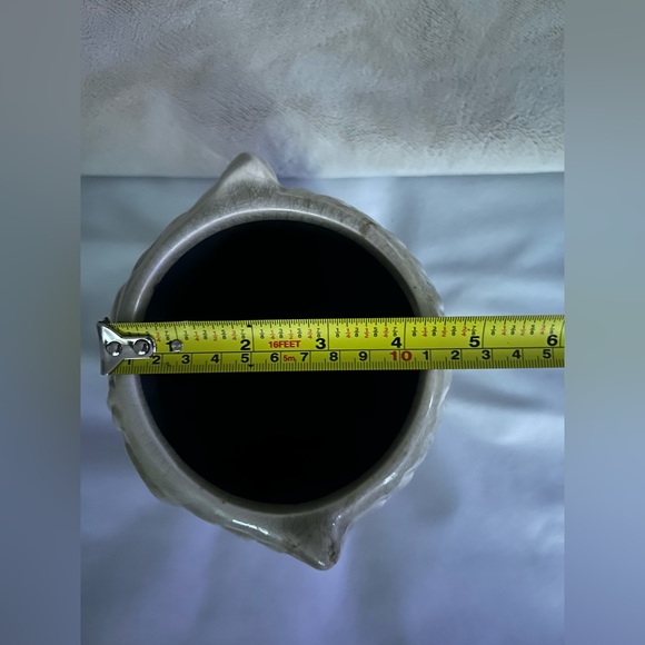 6” Owl Planter. Crackle grey. - Picture 5 of 9